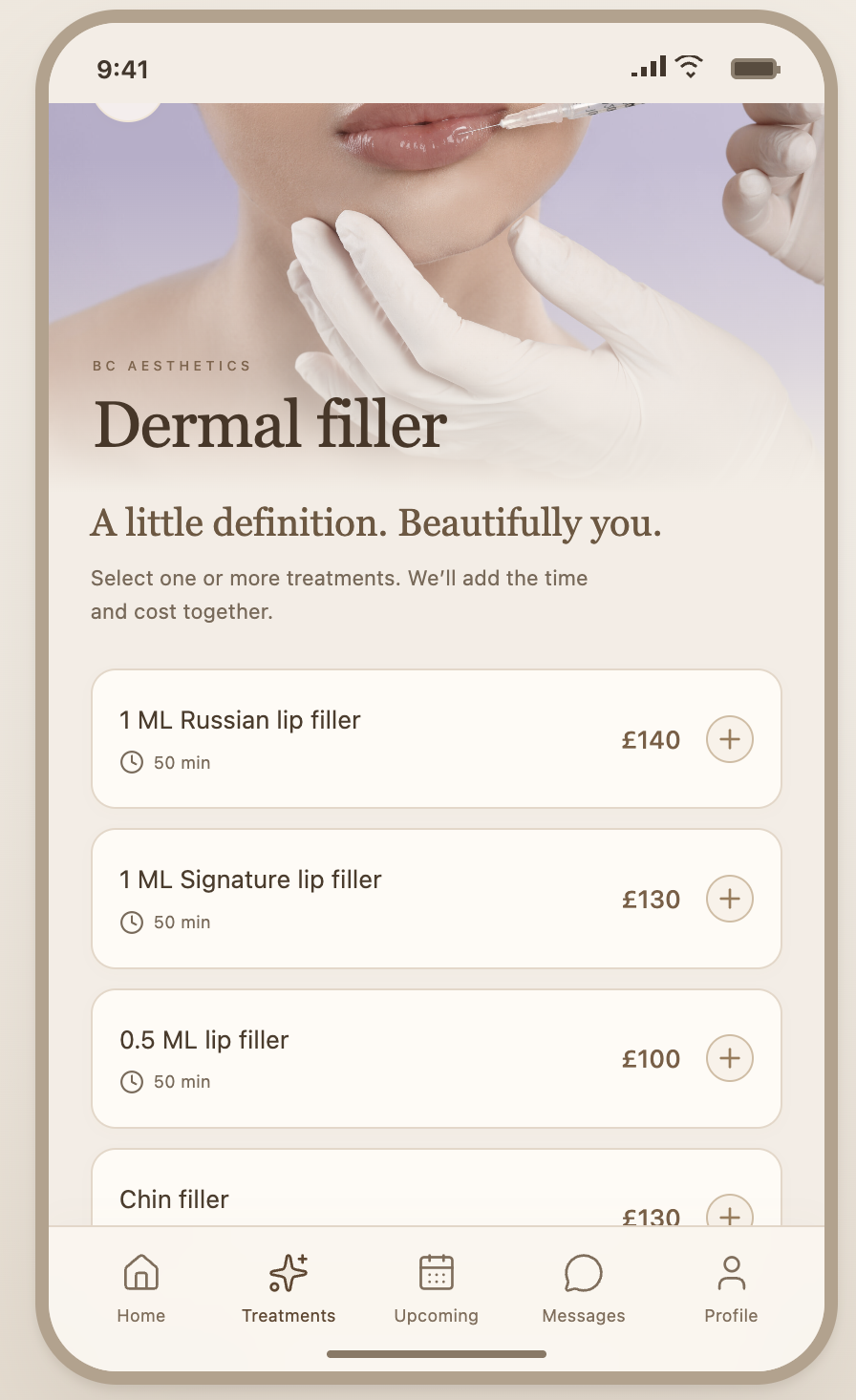 Choose a service with price and duration